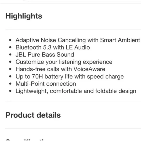 New in Box JBL Tune 670NC Bluetooth Wireless On-Ear Headphones- Black - Picture 6 of 12